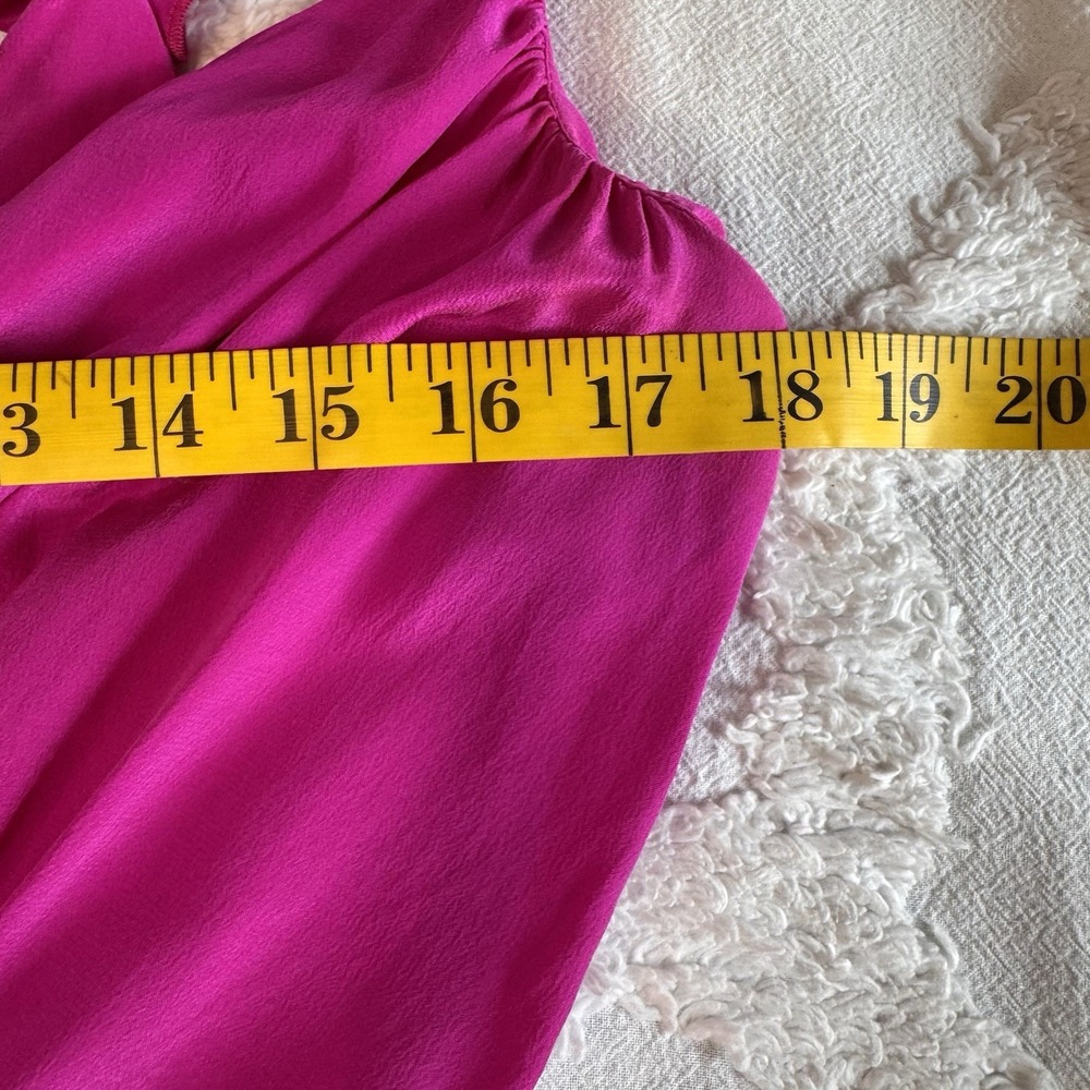 Amanda Uprichard 100% Silk V-Neck Top Blouse Pink Ruffle Accents Sz S - Picture 10 of 12